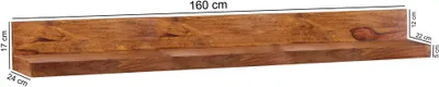 Image de Étagère murale FineBuy 160 cm en bois massif de sheesham, style cottage, étagère suspendue, produit naturel, dimensions au choix