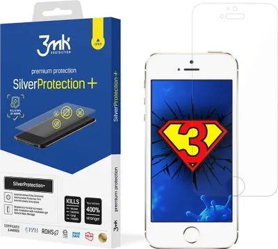 Produktbild von 3mk Display Antimikrobielle Schutzfolie SilverProtection+ für Apple iPhone 5/5S/SE 0,21mm Self-Heal