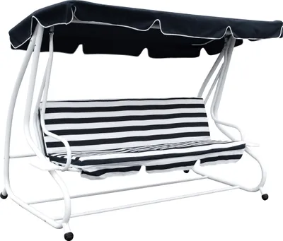 Produktbild von DEGAMO Hollywoodschaukel Gartenschaukel  MIAMI 4-sitzer 228cm, weiss / dunkelblau, mit Liegefunktion