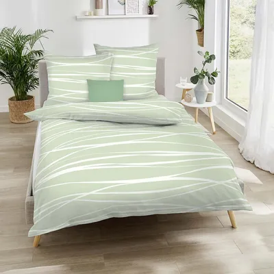 Produktbild von Traumschlaf Mako-Satin Bettwäsche Motion Colours jade 155x220 cm + 80x80 cm