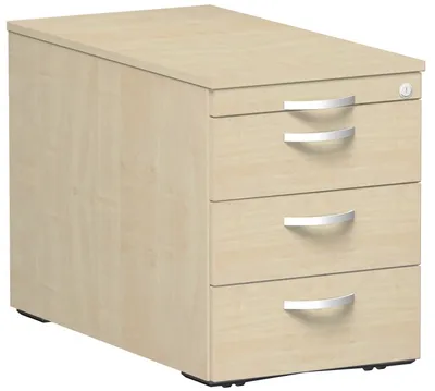Produktbild von Geramöbel Rollcontainer mit 3 Metall-Schubfächern und Utensilienschubfach, Metall-Rollschubführung, Zentralverriegelung, verdeckte Doppel-Lenkrollen, 438x800x565, Ahorn/Ahorn, S-530351-AA
