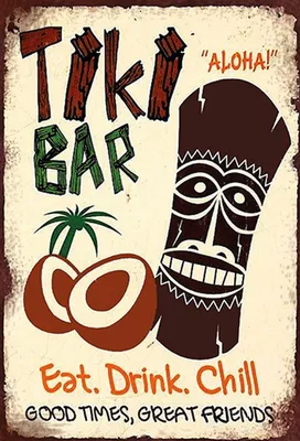 Produktbild von vianmo Holzschild 30x20 cm TIKI Bar Aloha eat drink chill