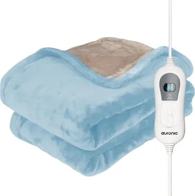 Produktbild von Auronic Elektrische Heizdecke - 200 x 180 cm - 2 Personen Wärmedecke - 3 Wärmestufen mit Timer - Heizdecke - Hellblau