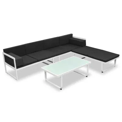 Obrázok produktu pre vidaXL 4-dielna záhradná súprava s vankúšmi Aluminium Black