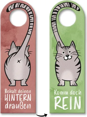 Produktbild von Komm doch rein oder Behalt deinen Hintern draußen - Türhänger mit grauer Katze