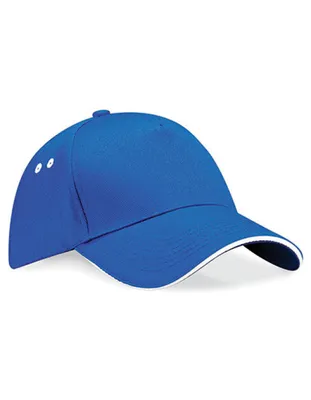 Produktbild von Beechfield B15C | Ultimate 5 Panel Cap - Sandwich Peak / Kappe / Mütze / Hut - Farbe: Bright Royal/White - Größe: One Size
