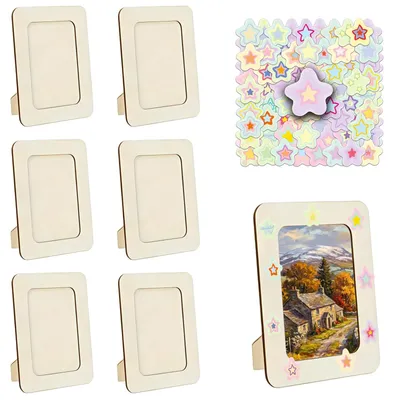 Productafbeelding van Set van 6 houten fotolijsten om te beschilderen, 14x19 cm
