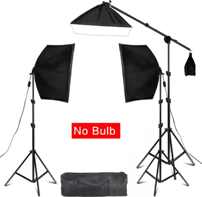 Immagine prodotto di Set softbox per fotografia, stativo regolabile, attacco lampada E27, 9 pezzi (lampadina NON inclusa)