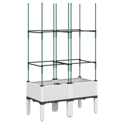 Produktbild von vidaXL Pflanzkübel mit Rankgitter Weiß 80x40x142,5 cm PP