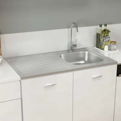 Produktbild von "im Angebot" Spüle mit Abtropffläche Set Silbern 1000x600x155 mm Edelstahl - Spülen CC775