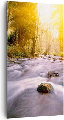 Produktbild von Bild auf Leinwand - Leinwandbild - Herbst Wald Berg Fluss - 55x100cm - Wand Bild - Wanddeko - Leinwanddruck - Bilder - Kunstdruck - Wanddekoration - Leinwand bilder - Wandkunst - PA55x100-0504
