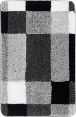 Produktbild von Badematte - Platinfarben - Weiß - Schwarz - Polyacryl - 60 x 90 cm