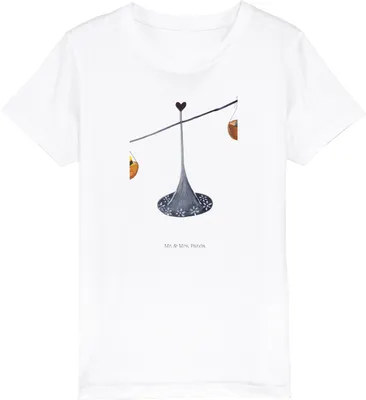 Produktbild von Mr. & Mrs. Panda Kleinkinder T-Shirt Sternzeichen Waage 7-8 Jahre (122/128) - Weiß - Geschenk, Kindershirt, Shirts für Kinder, Marienkäfer, Hummel, Gleichgewicht, Biene