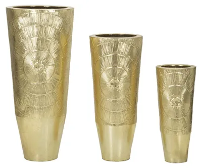 Produktbild von Set 3 Übertöpfe Goldely Gold aus Eisen mit Strahlendekor