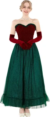 Zdjęcie produktu dla Suknia Renesansowa Świąteczna Cosplay Martha S Balowa Czerwona Zieleń