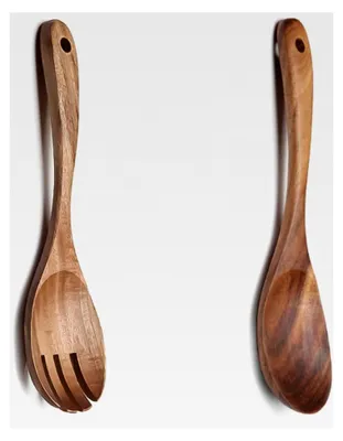 Produktbild von Salatbesteck aus Holz, 2-teiliges Set aus Olivenholz, Salatlöffel und Salatgabel, Küchenutensilien für Salat, Pasta und Obst