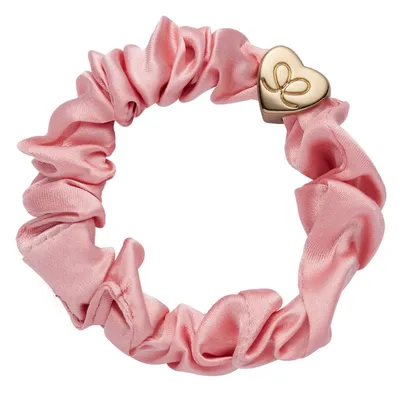Produktbild von By Eloise London Gold Heart Silk Scrunchie Rose Tan