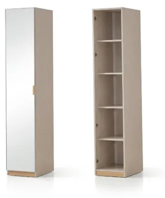 Obrázek produktu pro Moderní šatní skříň se 6 dvířky v béžovo-bílé barvě. Moderní design
