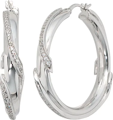Produktbild von Creolen Creole Ohrringe 37.3mm aus echtem 925 Silber mit Zirkonia Damen