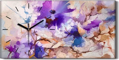 Produktbild von Wanduhr Uhr Wandbild Leinwand Geräuschlos 60x30 Gemälde Blumen Pflanze Kunst - schwarze Hände
