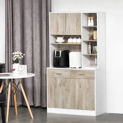 Immagine prodotto di Armadio da cucina - Credenza da cucina - Mobile contenitore - Mobile con cassetti - Mobile alto - 4 ripiani regolabili