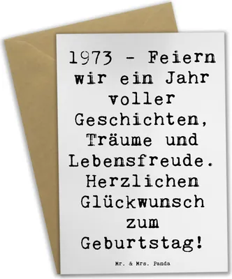 Produktbild von Mr. & Mrs. Panda babykarte Spruch 1973 Geburtstag - Weiß - Geschenk, Erinnerungen, Meilenstein, einladungskarten, valentinstagskarte, hochzeitskarten, Träume, osterkarten
