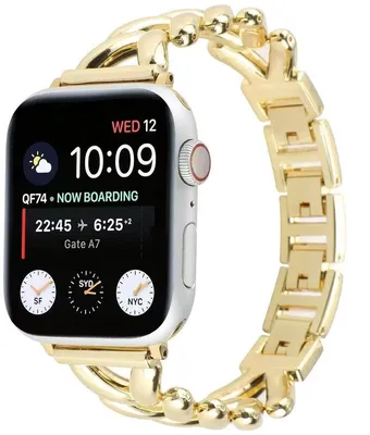 Produktbild von Stravo V-förmiges Edelstahlarmband für Apple Watch 38/40/41/42 mm – elegantes Damenarmband, kompatibel Serie 1–11, Gold