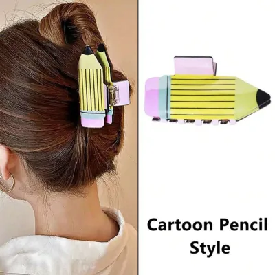Produktbild von Haarklaue, Nachahmung einer Bleistiftform, Haarspange, starker Halt, Haarspange am Hinterkopf, große Hai-Haarklaue, Haar-Accessoires, Gelb