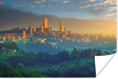 Produktbild von MuchoWow® Poster Sonnenaufgang über San Gimignano in der Toskana, Italien 60x40 cm - Schlafzimmerdekoration