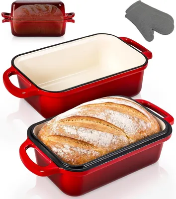 Image de Casserole en fonte pour pain - Idéale pour la cuisson du pain - Chaleur uniforme - 23x13 cm - Résistante à la chaleur du four jusqu'à 260°C