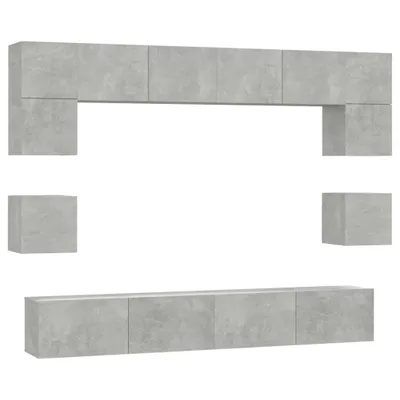 Image de vidaXL Ensemble de 8 meubles TV en bois gris béton