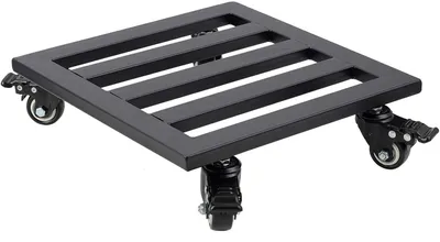Produktbild von Pflanzenwagen 30 cm, robuster quadratischer Blumentopfuntersetzer mit Rollen, Pflanzenständer auf rollbarer Basis für den Innen- und Außenbereich (schwarzes Metall)