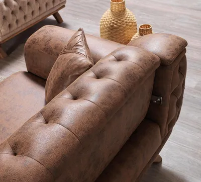 Zdjęcie produktu dla Zestaw sof 3 3 1-osobowych zestaw mebli designerskich sofy ze sztucznej skóry Chesterfield