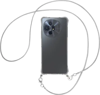 Produktbild von Handykette Backcover-Schutzhülle mit Band (Metall silberfarben) für TCL 50 XL Nxtpaper 5G - silberfarbene Snake-Kette