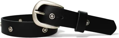 Produktbild von FRONHOFER Kindergürtel mit Schnalle in silber, echt Leder mit Stern Nieten,2,5cm