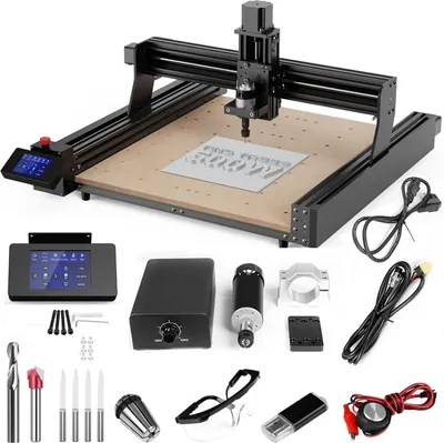 Produktbild von Twotrees TTC450 CNC 3-Achsen-Fräsmaschine mit 500W Router für Gravur und Schnitt in MDF und Massivholz, inklusive Spindelmotor-Kit für DIY-Projekte