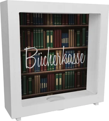 Produktbild von Bücherkasse Rahmen Spardose aus Holz für Leseratten