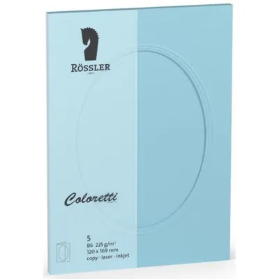 Produktbild von Passepartoutkarte Coloretti B6 oval VE=5 Stück himmelblau