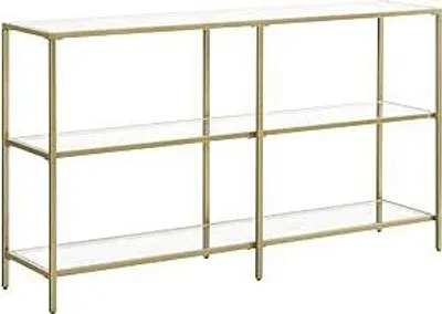 Produktbild von VASAGLE Konsolentisch, Dielentisch, 3 Ebenen, Beistelltisch, Ablagen aus gehärtetem Glas, 130 x 30 x 73,3 cm, Metallgestell, modern,