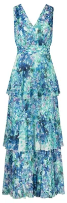 Produktbild von APART Fashion Damen Plissee Abendkleid, Blumenmuster, Tiefer V-Ausschnitt, Ärmel