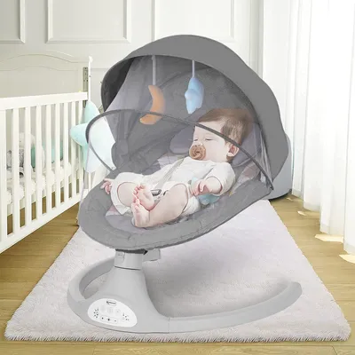 Produktbild von Elektrische Babywippe mit Musik, Schaukelwippe mit Moskitonetz, elektrische Babyschaukel mit 5 Geschwindigkeit