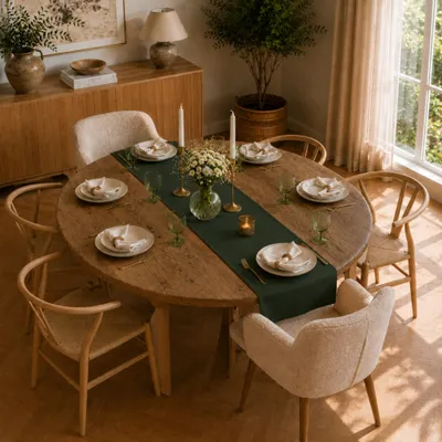 Produktbild von Tischläufer 40 x 150 cm für Küche & Esstisch in Dunkelgrün