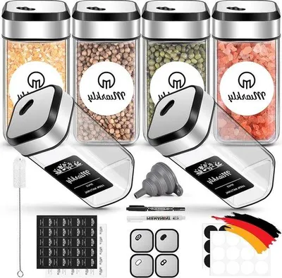 Image de Bocaux d'épices Famanu avec étiquettes - 120 ml - Bouchon à vis - Lot de 6