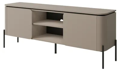 Productafbeelding van Meubel TV BELLA 2 deuren – Afwerking mat Congo – Afgerond ontwerp en zwarte metalen poten