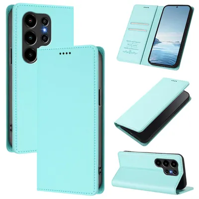 Produktbild von Handyhülle für Blackview Wave 10C, Kunstleder Klapphülle Stoßfeste Magnetische Hülle mit Ständer Türkis