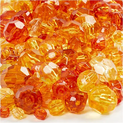 Produktbild von Creativ Company Facettenperlen, Größe 4-12 mm, Lochgröße 1-2,5 mm, ca. 860 Stück, gelb (32227), 250 g 1 Box
