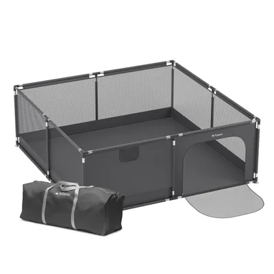 Produktbild von Laufstall Baby 180x200 cm Krabbelgitter für Kleinkinder baby  Laufgitter  mit Atmungsaktivem Netz Tragetasche Wände aus Maschendraht Rutschfeste Füße