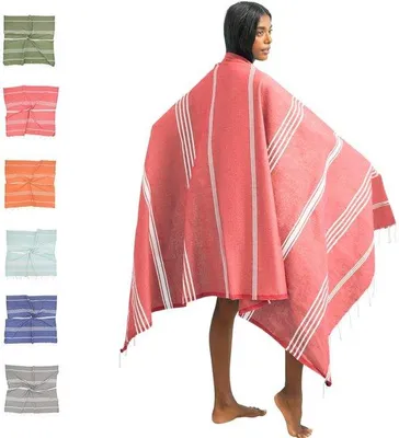 Produktbild von Ibenzoa® Extra großes Strand- & Saunatuch 100 x 200 cm – 100% Baumwolle, handgefertigt, leicht & kompakt, für Damen und Herren