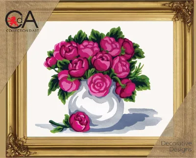Image de CDA Paquet à broder demi-croix "Bouquet of roses", imprimé, 22x30cm