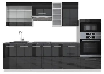 Immagine prodotto di Cucina componibile Vicco Fame-Line Antracite lucido/bianco 280 cm senza piano di lavoro, Model 36418
